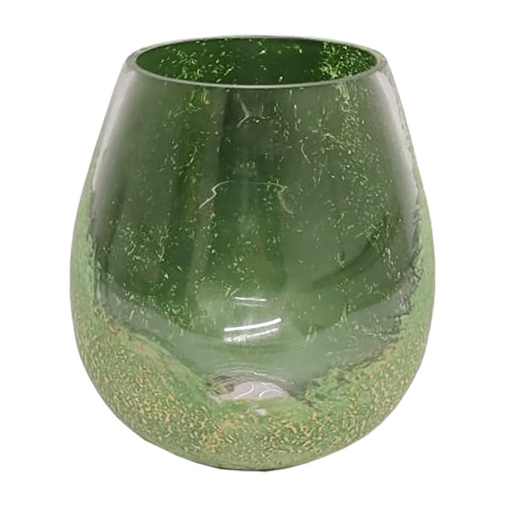 Glass, 8" Dipped Vase, Green. Picture 2