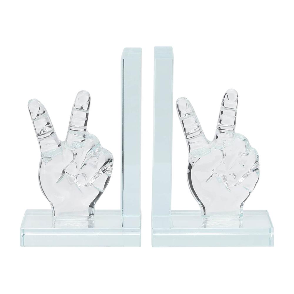Crystal, S/2 6"h Peace Sign Bookends. Picture 4