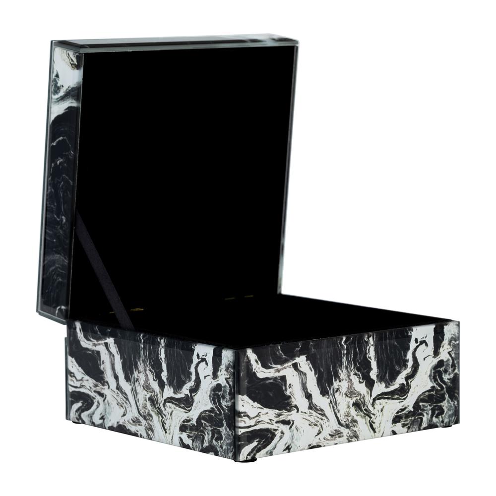 Glass, 6x5" Jewelry Box Quartz Top, Black. Picture 3