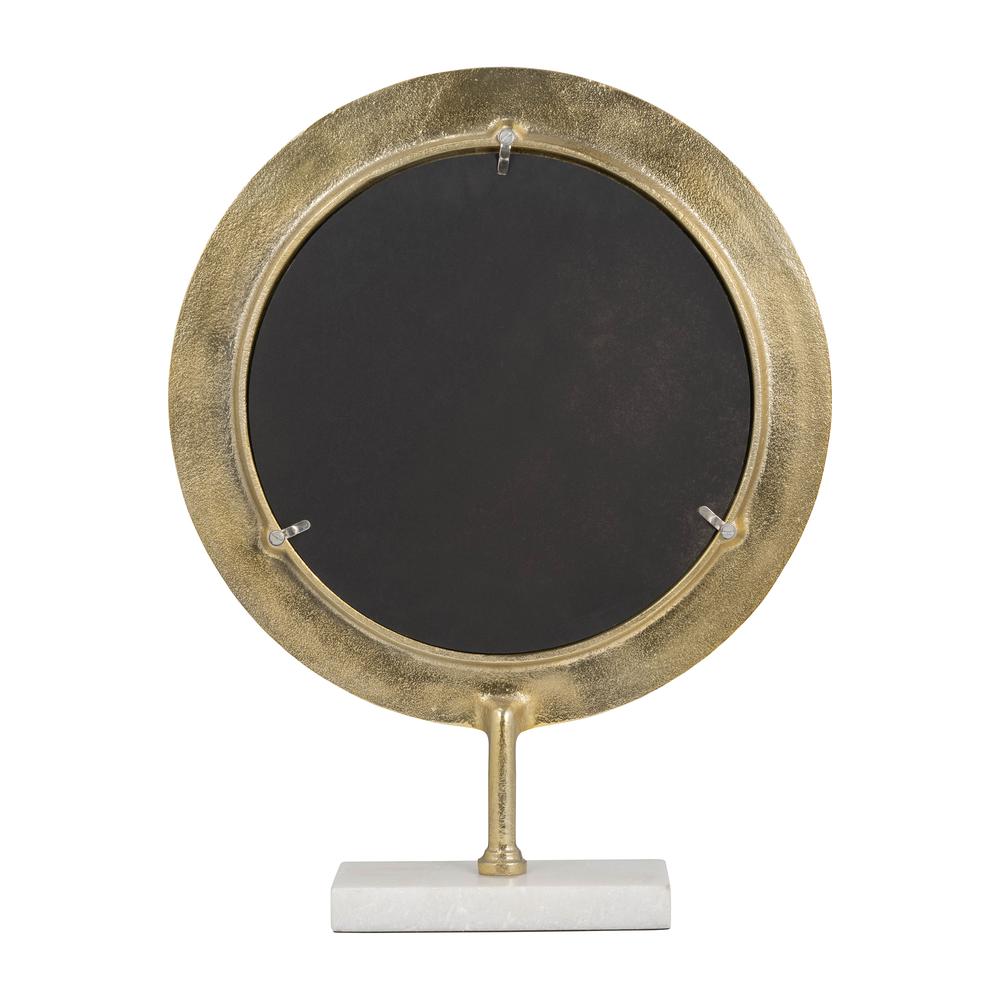 Metal 21" Hammered Mirror On Stand, Gold. Picture 4
