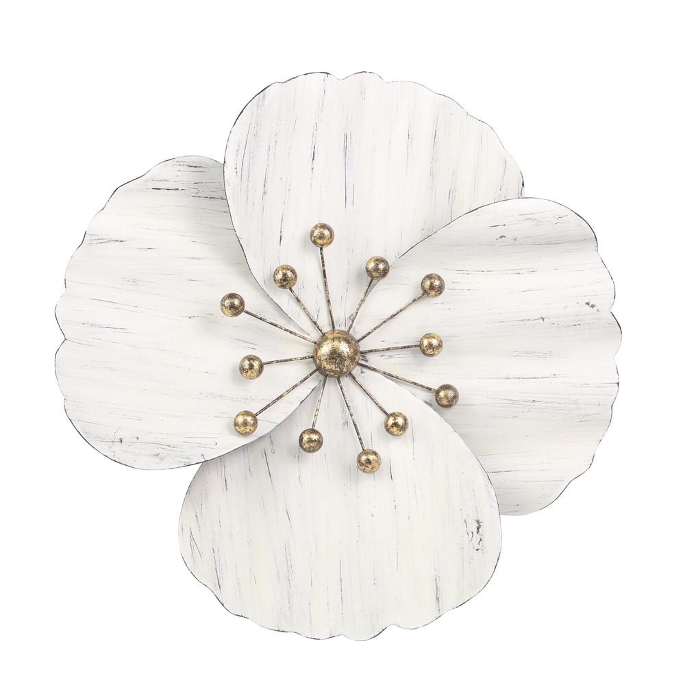 Metal 18" Wall Flower, White,wb. Picture 1
