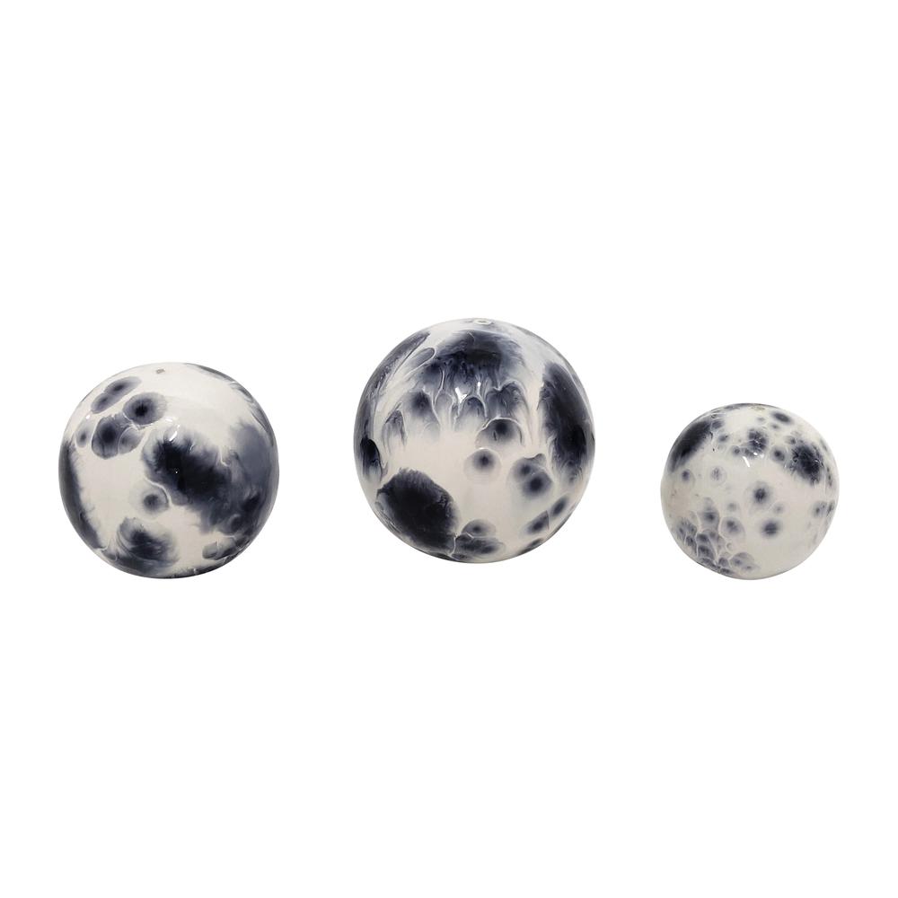 Metal, S/3 4/5/6" Galaxy Orbs, White. Picture 1