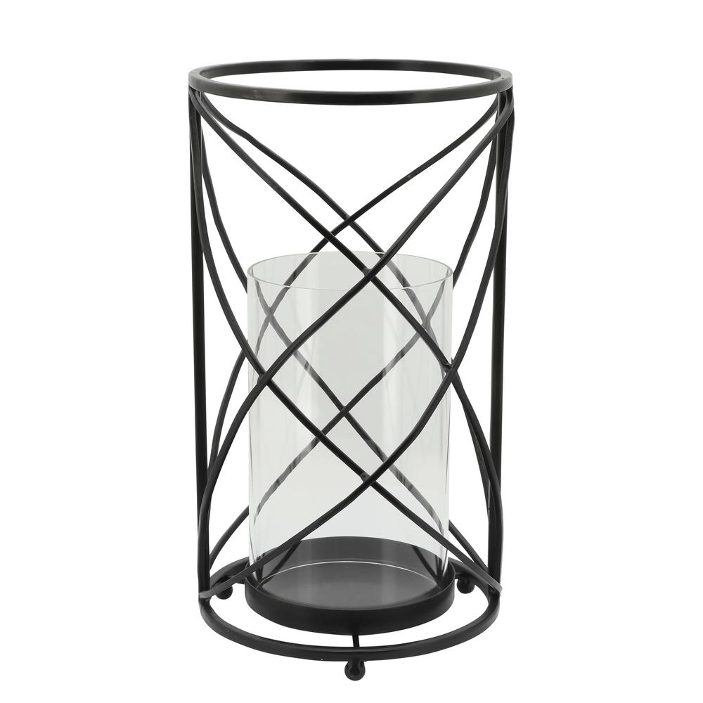 Metal 13" Hurricane Candle Holder, Black. Picture 1
