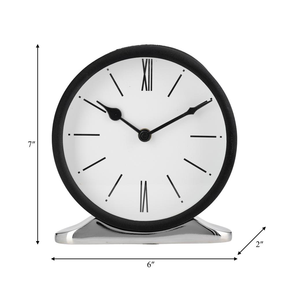 Metal,7"h,candid Table Clock,white/black. Picture 8