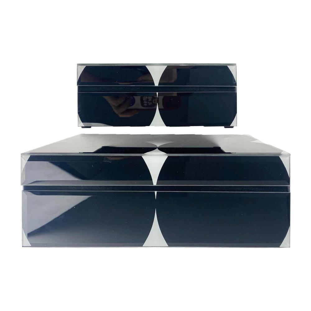 Wood, S/2 8/11" Abstract Boxes, Black/white. Picture 1
