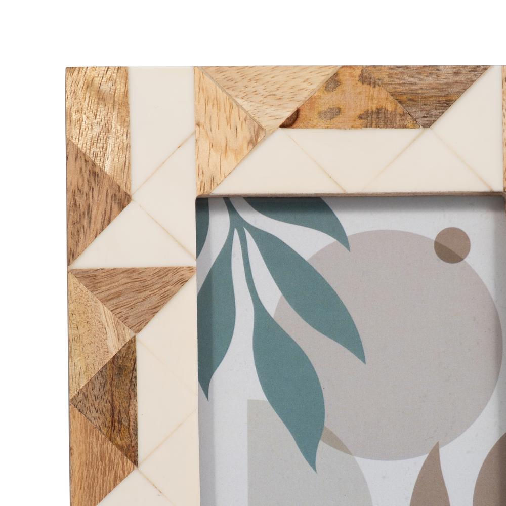 Resin, 4x6 Wood & White Geometric Photo Frame, Whi. Picture 4