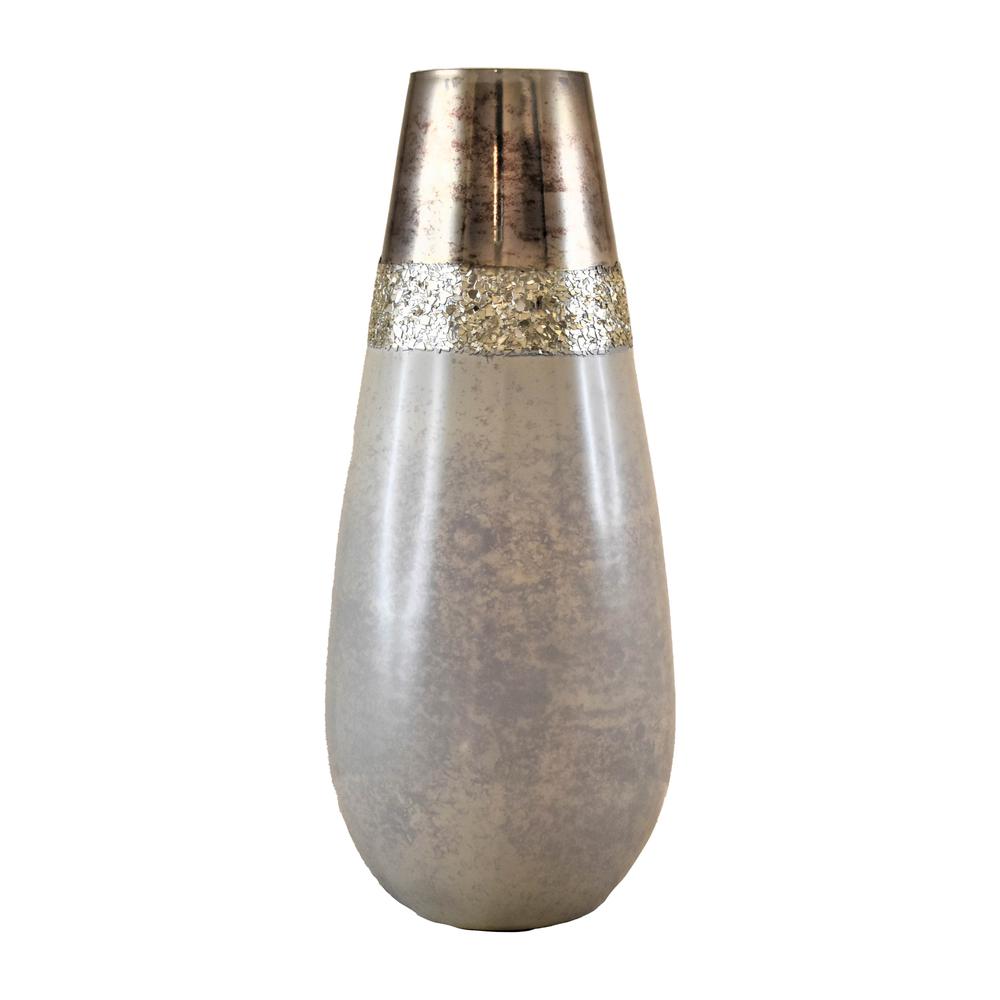 Glass, 15" Metallic Vase, Champagne. Picture 1