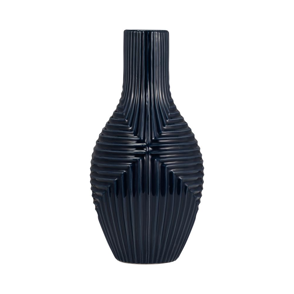 Cer, 16" Tribal Vase, Navy Blue. Picture 2