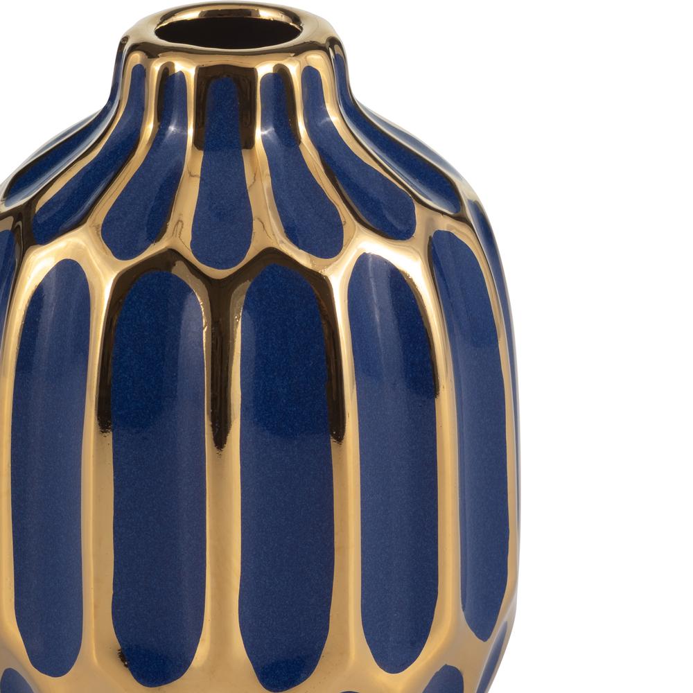 Ceramic Vase, 5"h, S/2, Navy/red. Picture 5