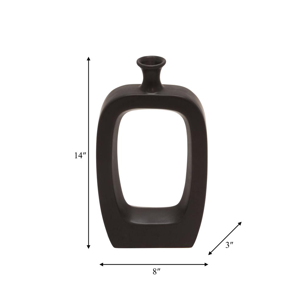 Cer, 14" Vase W/cutout, Black. Picture 4