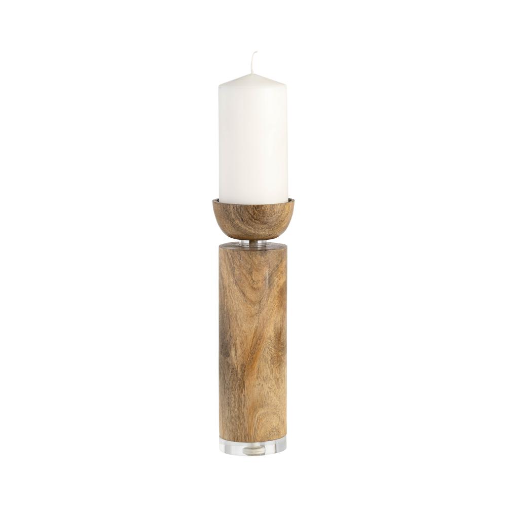 Wood, 11" Acrylic Detail Taper Candleholder, Natur. Picture 2