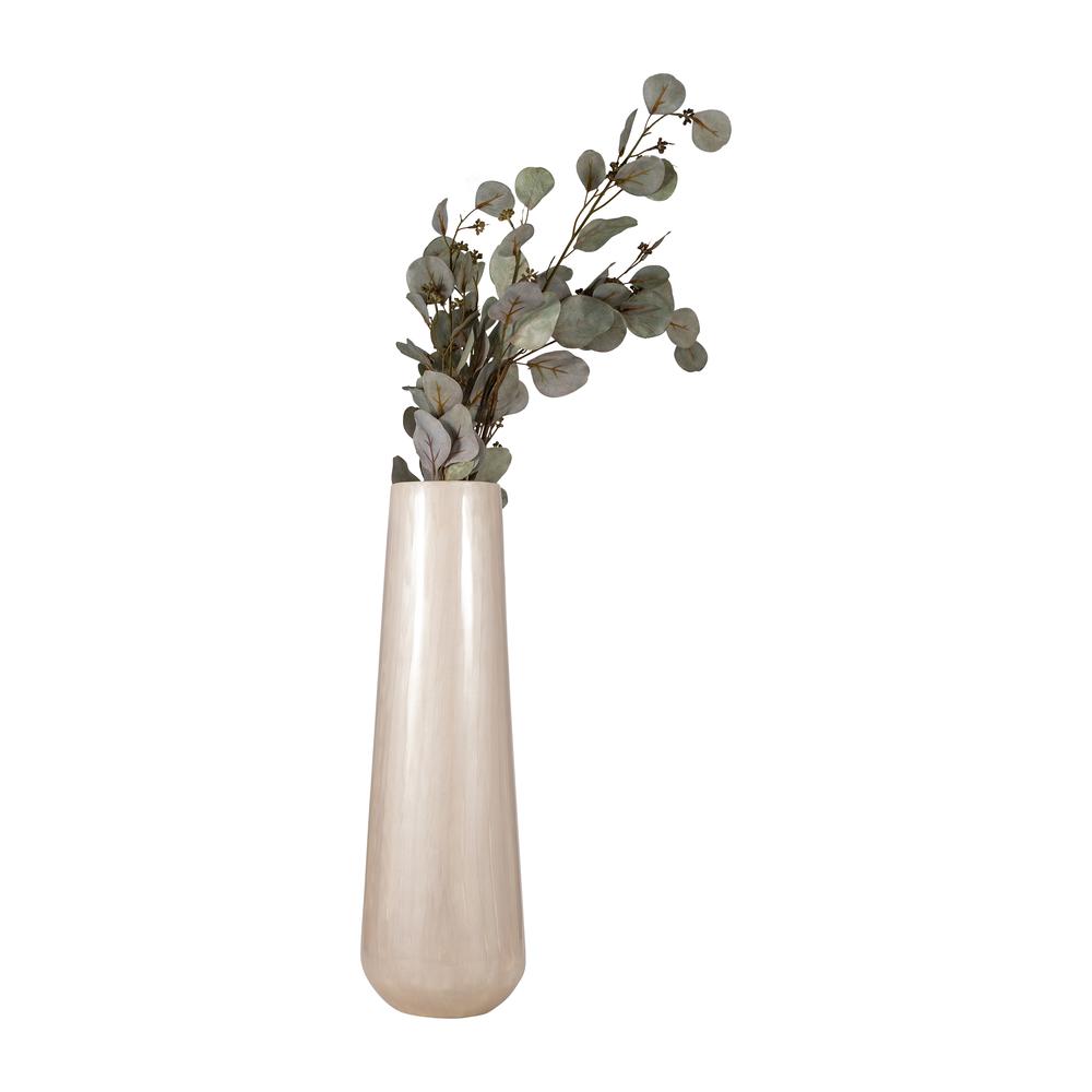 Metal 24"h Alabastron Vase, Pearl White. Picture 4