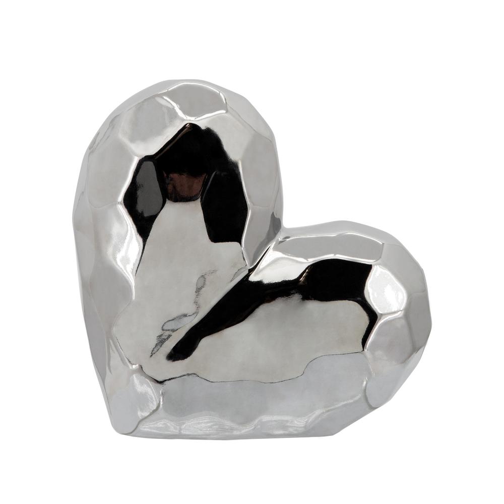 Silver Ceramic Heart 8". Picture 1