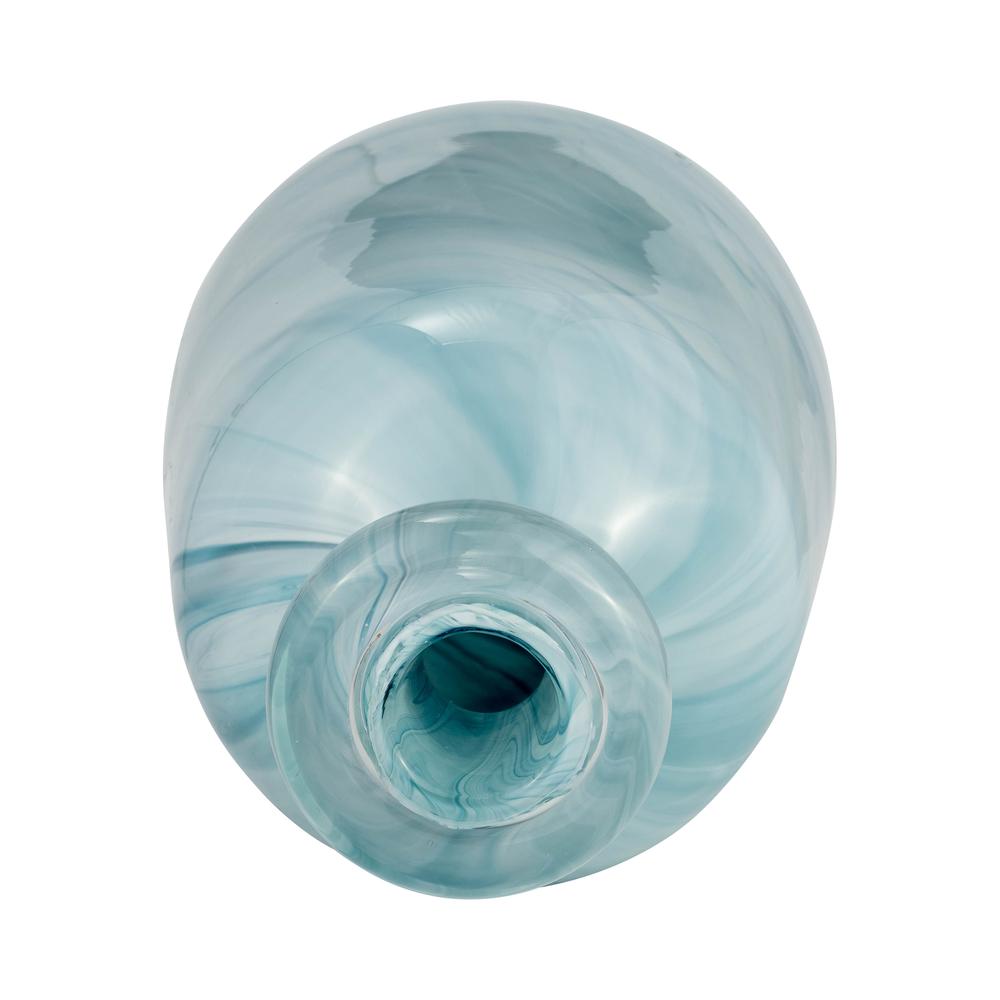 Glass, 12"h Bottle Vase, Teal. Picture 5