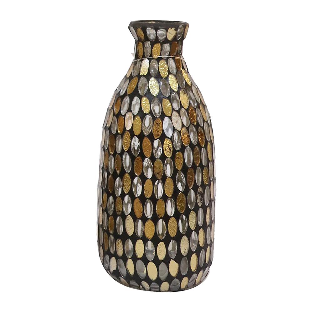 Glass, 9"h Mosaic Vase, Copper. Picture 1