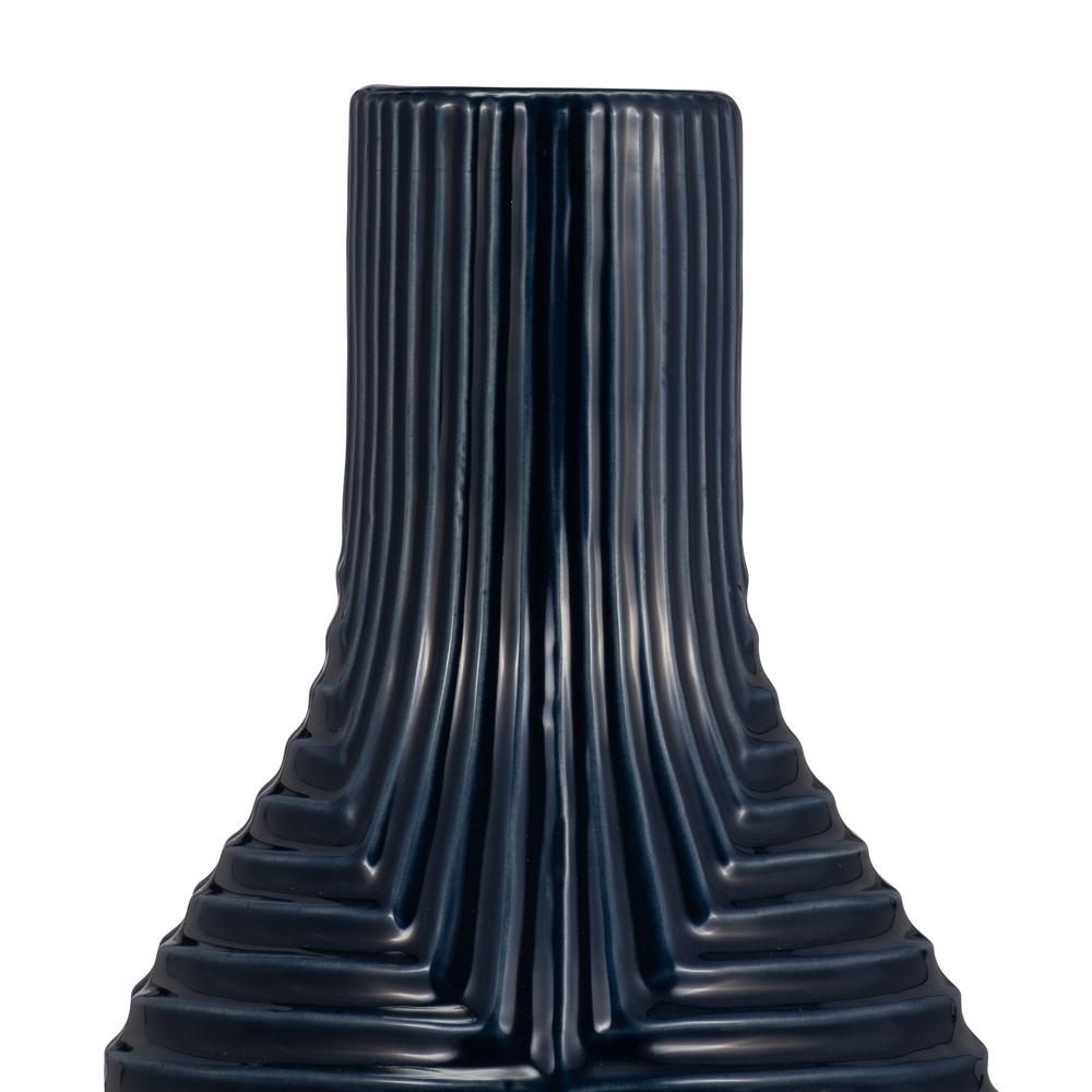 Cer, 16" Tribal Vase, Navy Blue. Picture 4