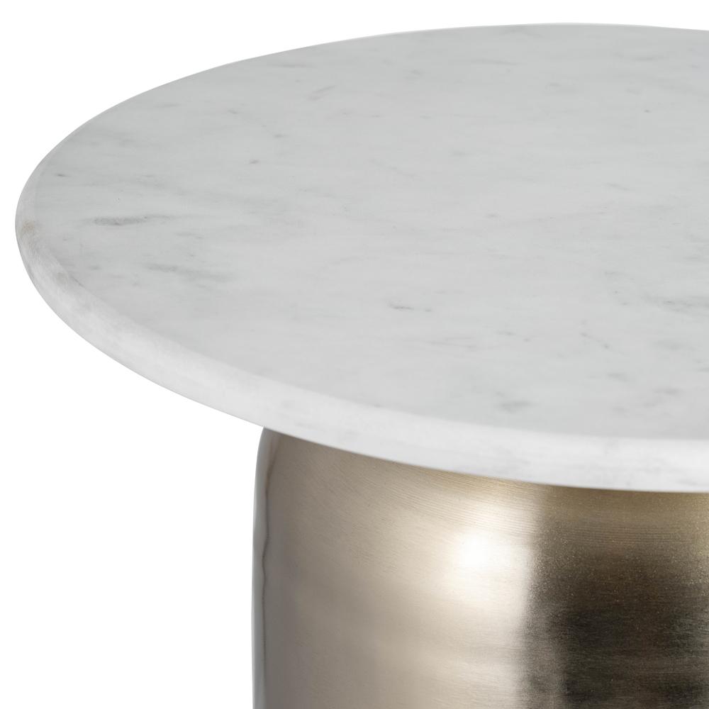 Marble/metal, 16"dx23"h Side Table, Wht/gld. Picture 3