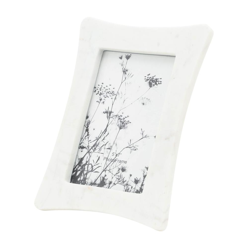 Marble, 5x7 Curved Photo Frame, White. Picture 6