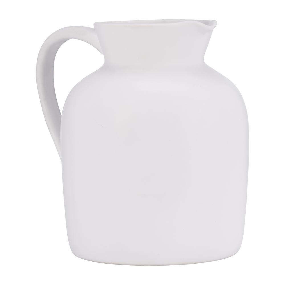 Cer, 7" Pitcher Vase, White. Picture 2