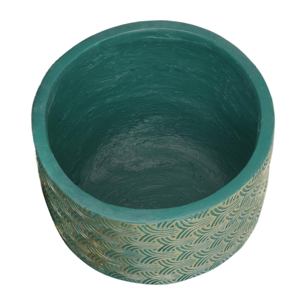 Resin, S/2 10/13"d Swirl Planters, Green/gold. Picture 4