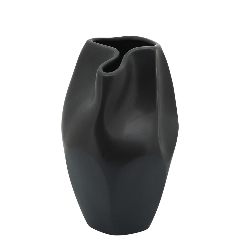 Cer, 10"h Abstract Vase, Black. Picture 1