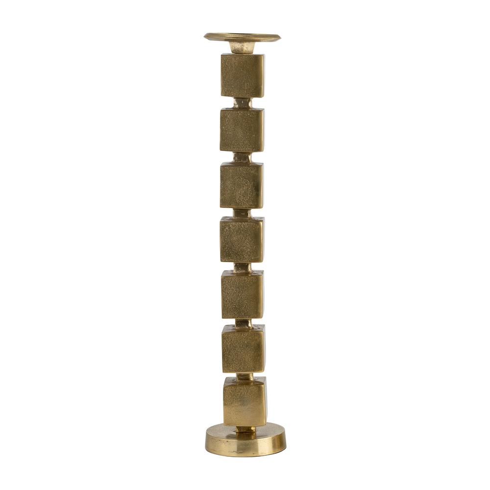 Metal, 24" Stacked Cubes Candleholder, Gold. Picture 1