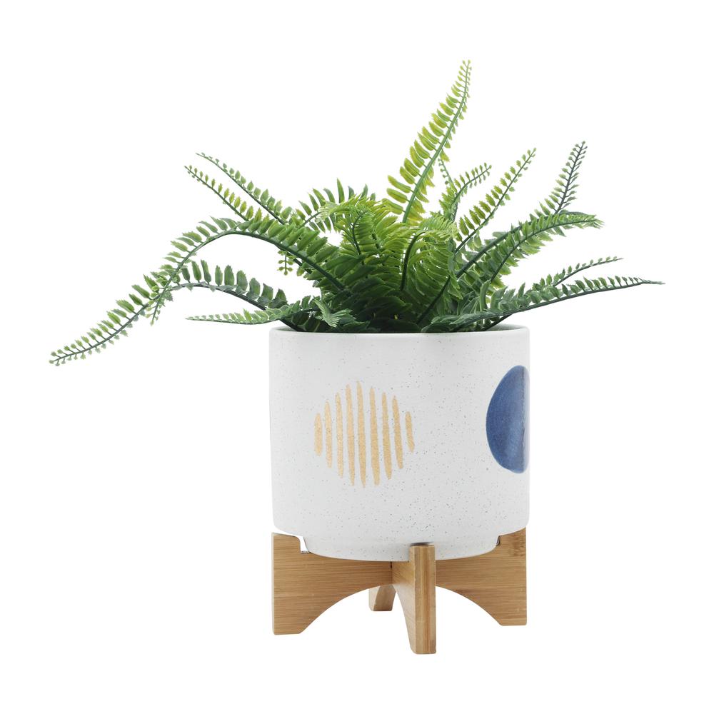 S/2 5/8" Funky Planter W/ Stand, White. Picture 3