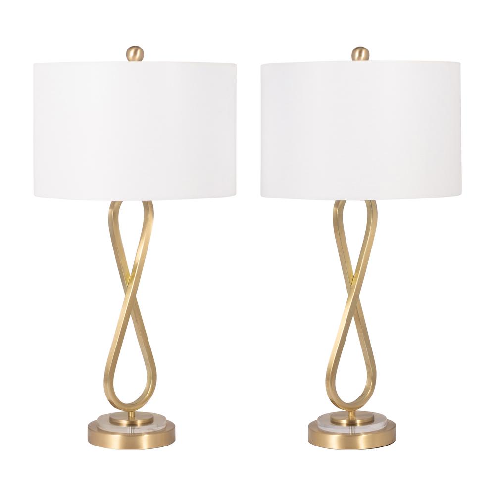 Metal, S/2 28" Infinity Table Lamps, Gold. Picture 3