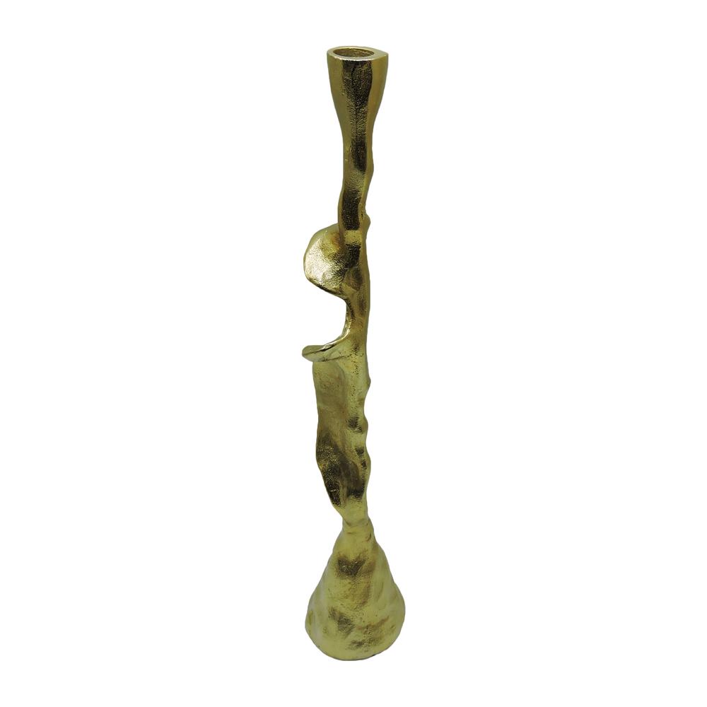 Metal, 21" Forged Taper Candleholder, Gold. Picture 1