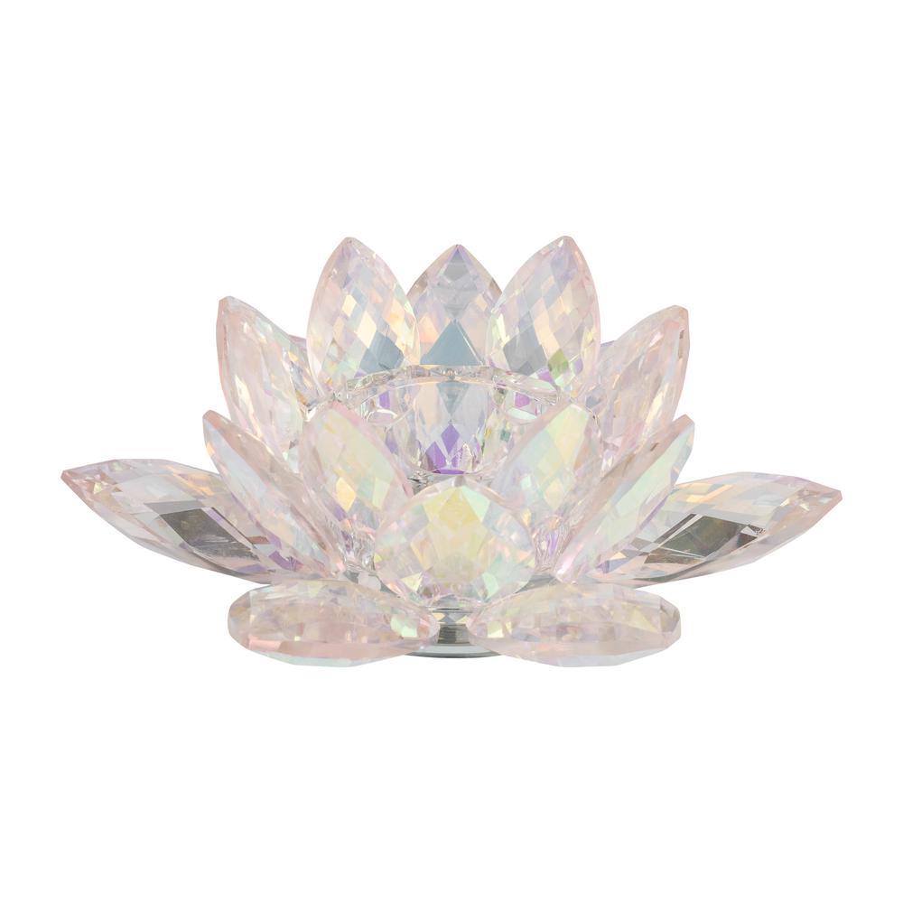 Blush Crystal Lotus Votive Holder 8.25". Picture 1