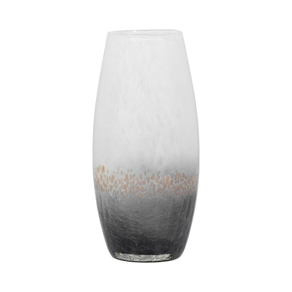 Glass, 11" Crackle Vase, Multi. Picture 2