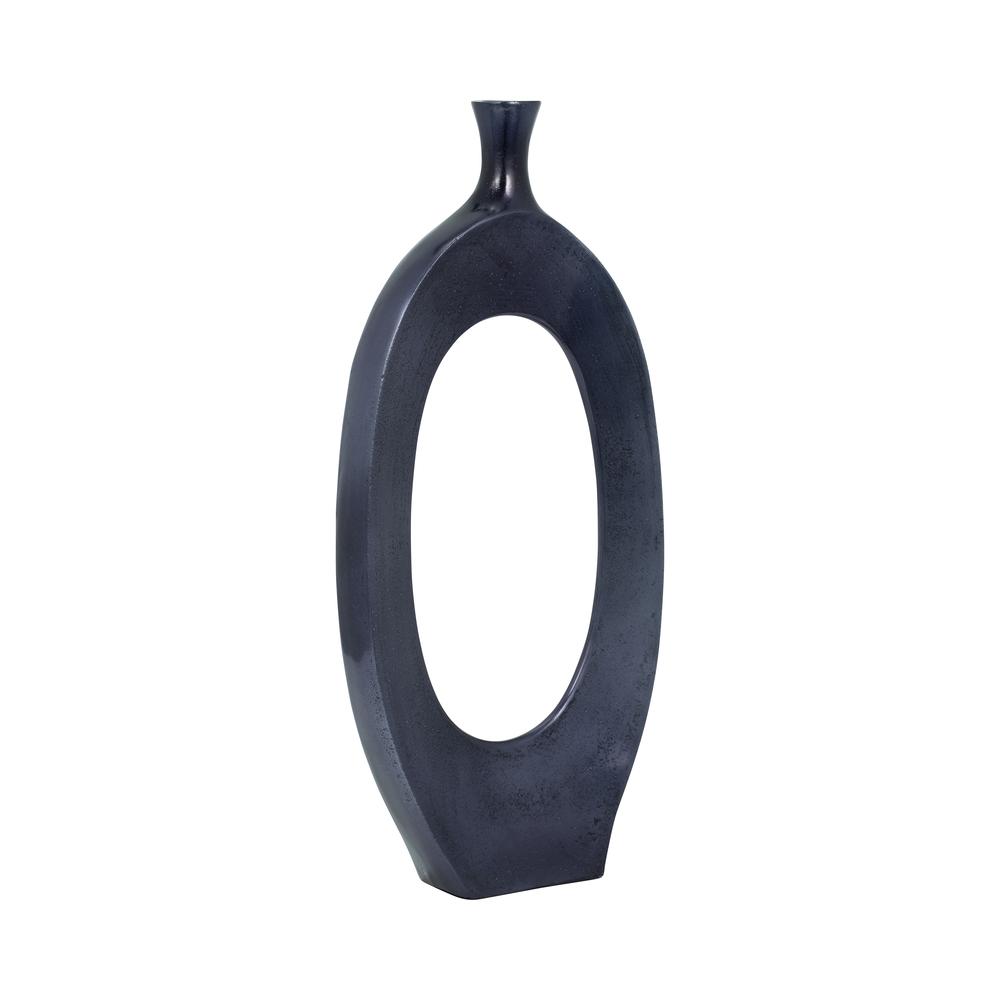 Metal, 20" Tall Open Cut Out Vase, Cobalt Blue. Picture 2