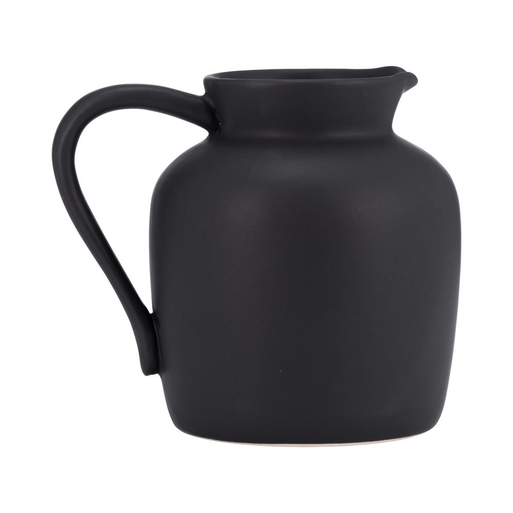 Cer, 5" Pitcher Vase, Black. Picture 1