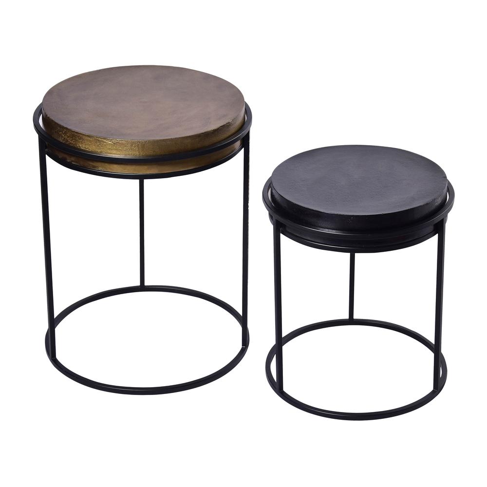 Metal, S/2 16x18"/19x23" Nested Round Side Tables,. Picture 1