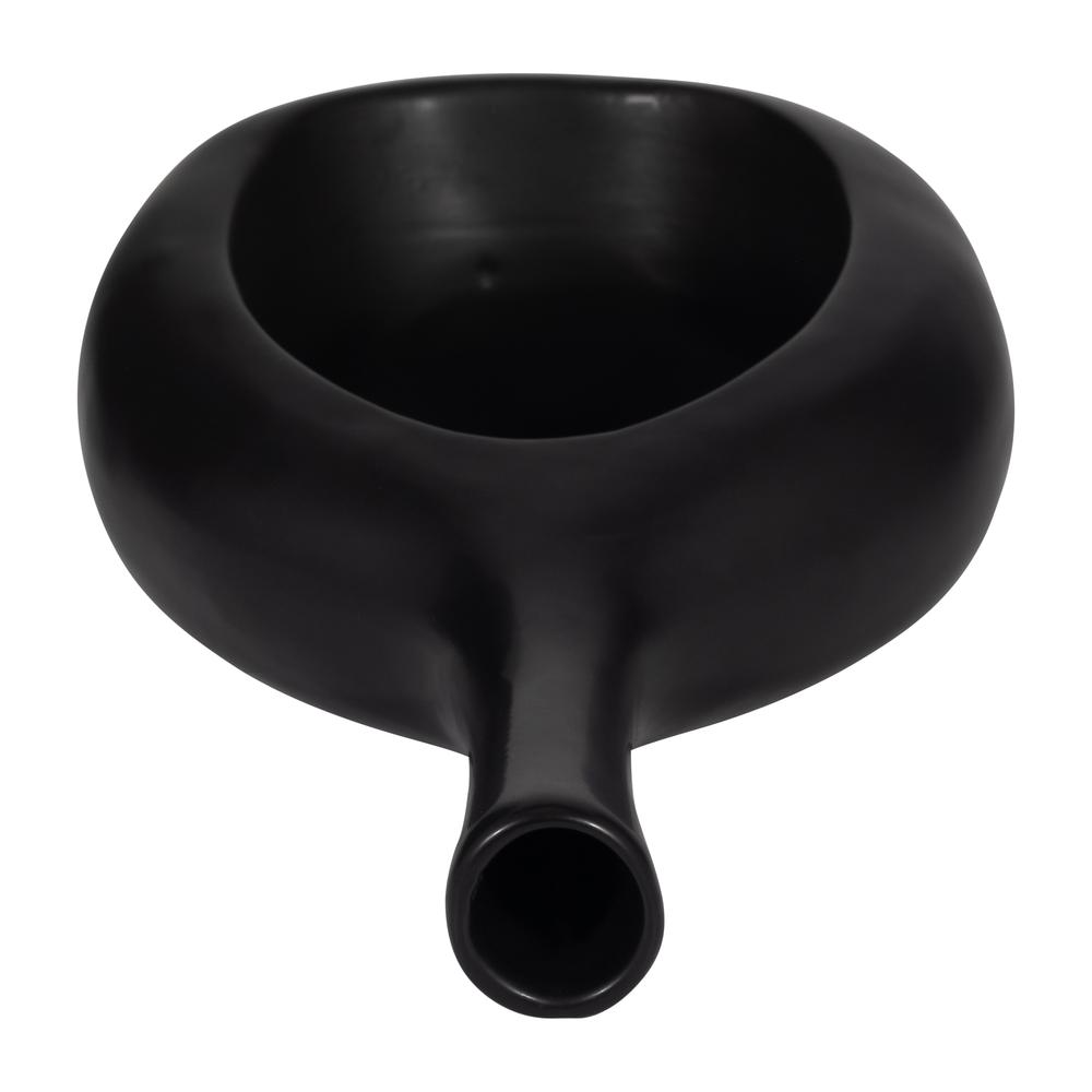 Cer, 12" Curved Open Cut Out Vase, Black. Picture 6