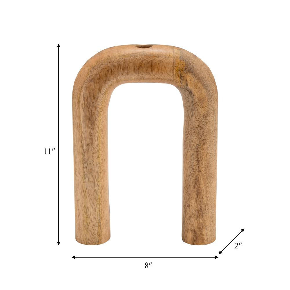 Wood, 11"h Horseshoe Vase, Brown. Picture 9