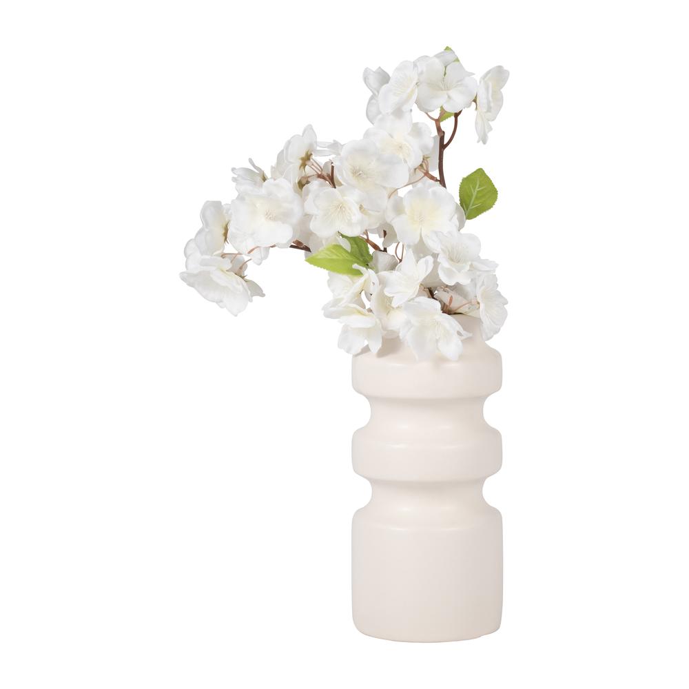 Cer, 9" Tiered Vase, White. Picture 2