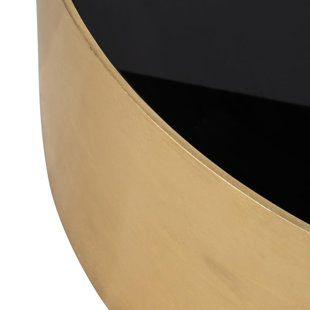 Wood, 47" Gold, Black Glass Coffee Table. Picture 6