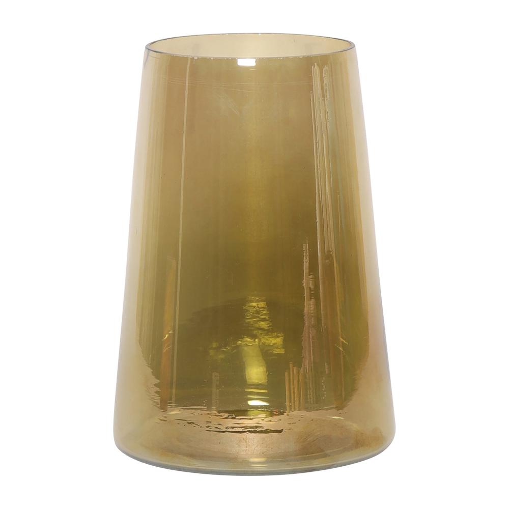 Glass, 8" Luster Vase, Gold. Picture 1