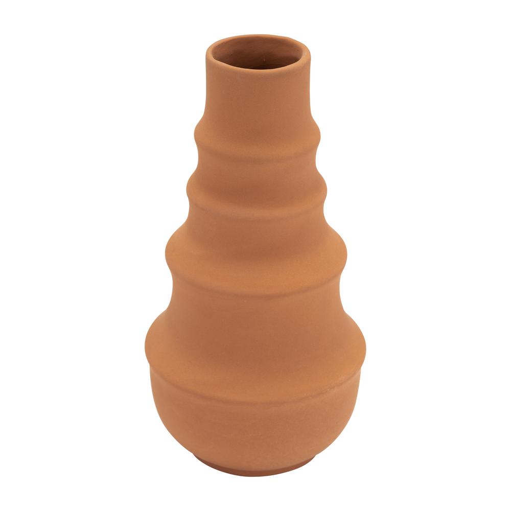 Cer,11",ring Pattern Vase,terracotta. Picture 2