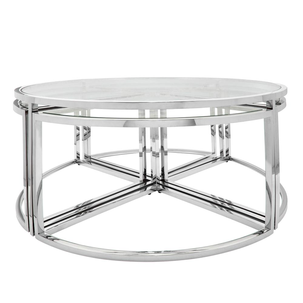 Metal Pull Out Coffee Table, Silver. Picture 1