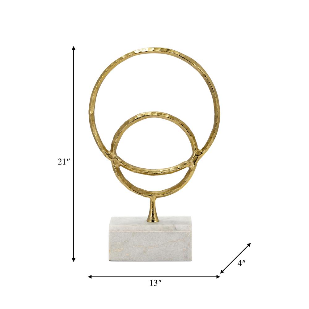 Metal/marble, 21"h Double Ring Accent, Gold. Picture 7
