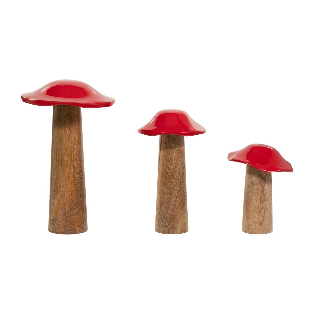 Wood, 6" Toadstool Mushroom, Red. Picture 8