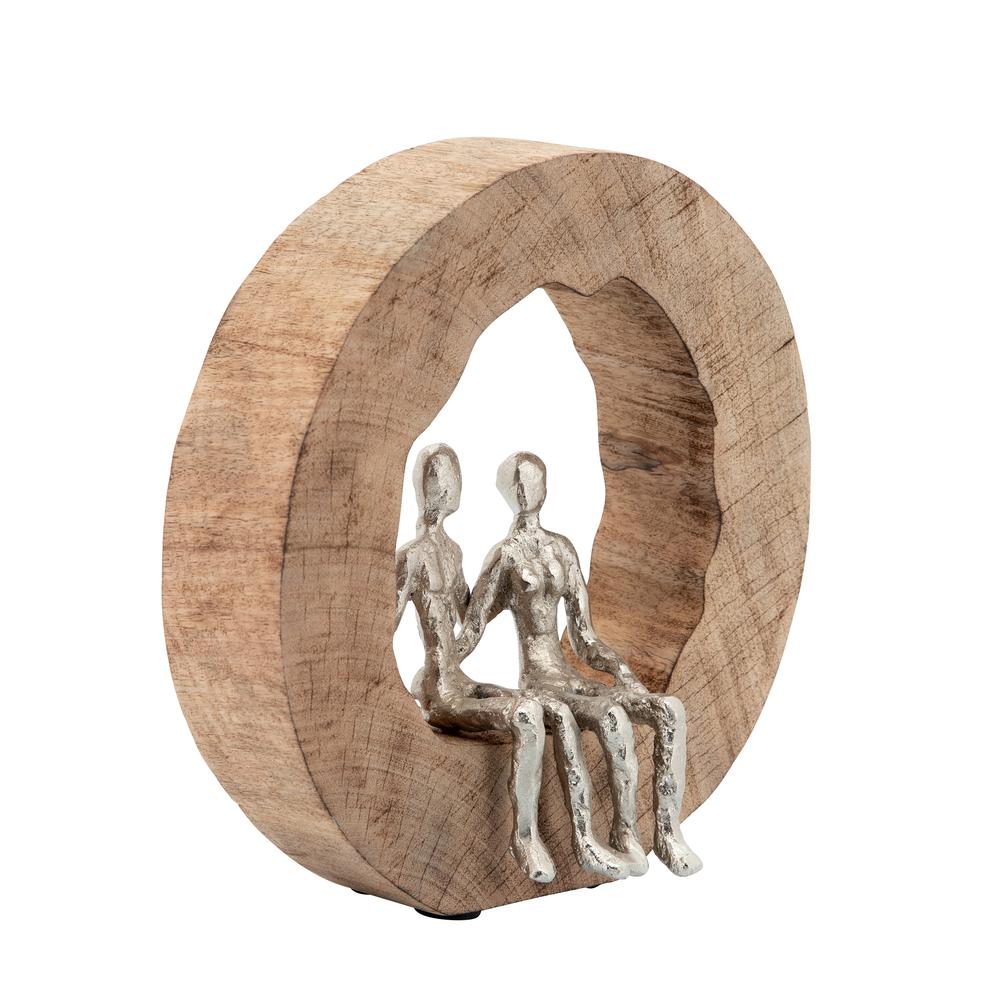 Aluminum Couple In Mango Wood, Silver/brown. Picture 2