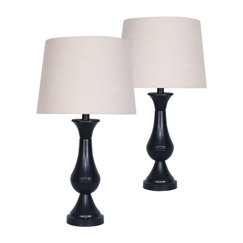 Resin, S/2 25" Teardrop Table Lamps, Black. Picture 1
