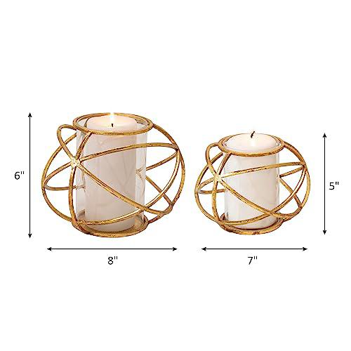 S/2 6" Orb Candle Holder , Gold. Picture 11