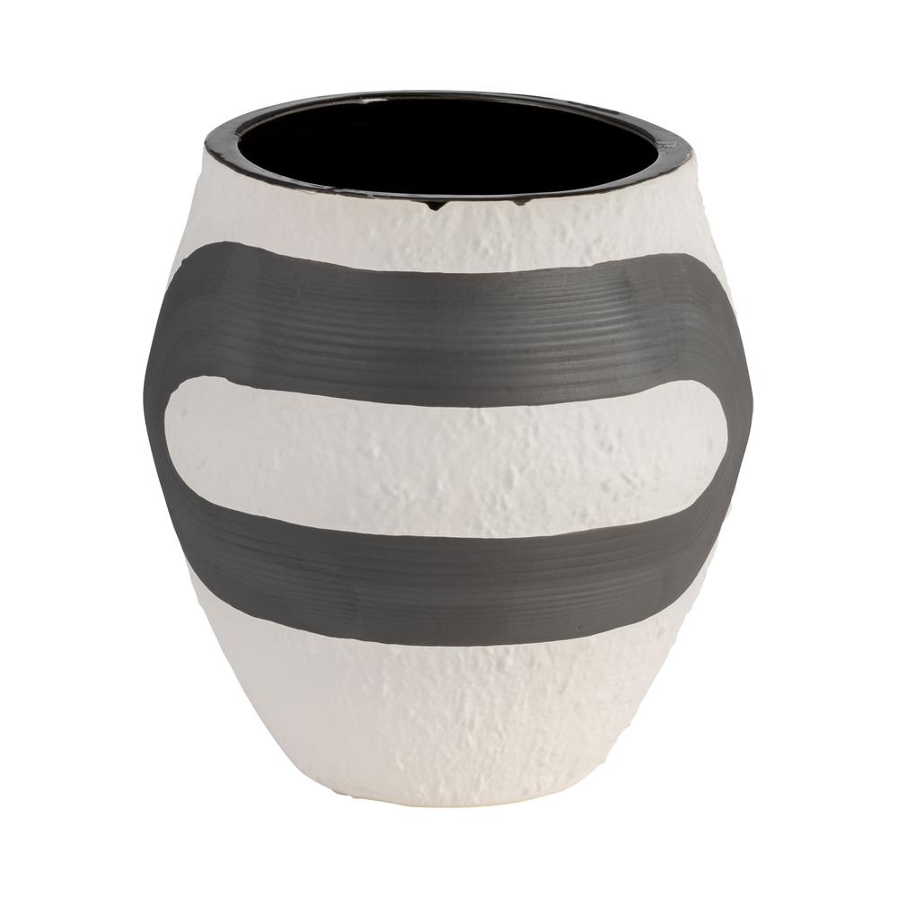 Stoneware, 8" Noir Vase, Black/white. Picture 1