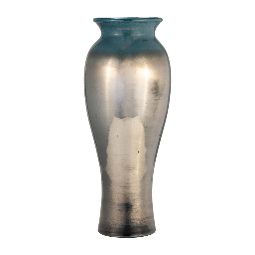 Glass, 16"h Olpe Vase, Teal. Picture 1