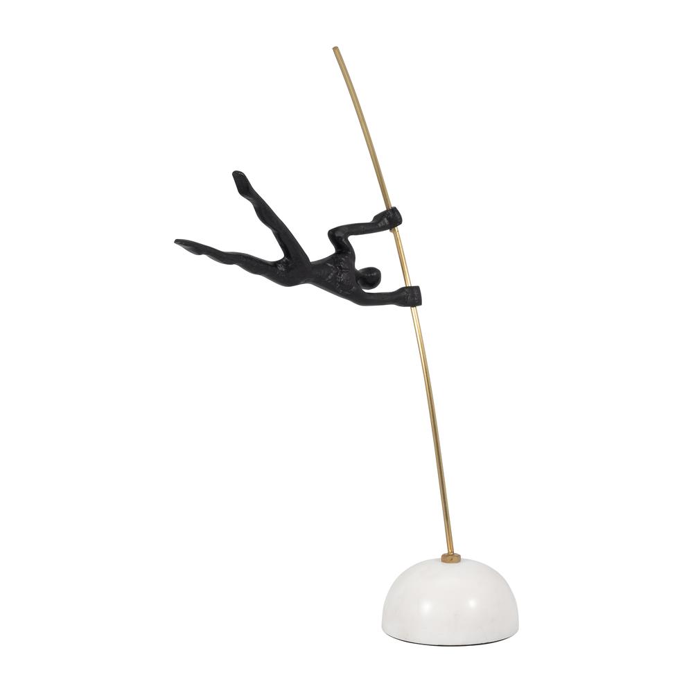 Metal, 17" Gymnast On Pole, Black/gold. Picture 2