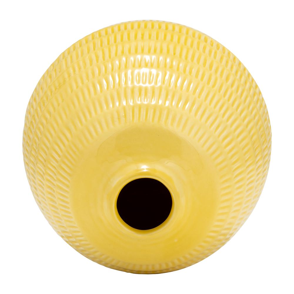 Cer,7",stripe Oval Vase,yellow. Picture 5